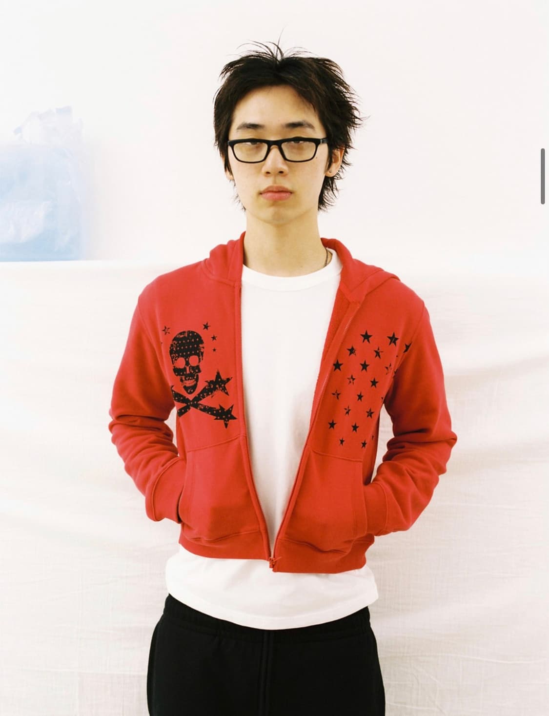 웹하우스 스컬 스타 엔젤 후드집업 레드 판매 상품이미지1