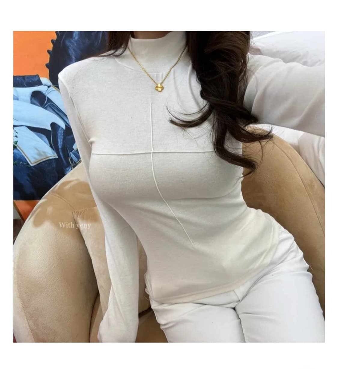 다미 십자 긴팔 반목 티셔츠 Free 상품이미지2