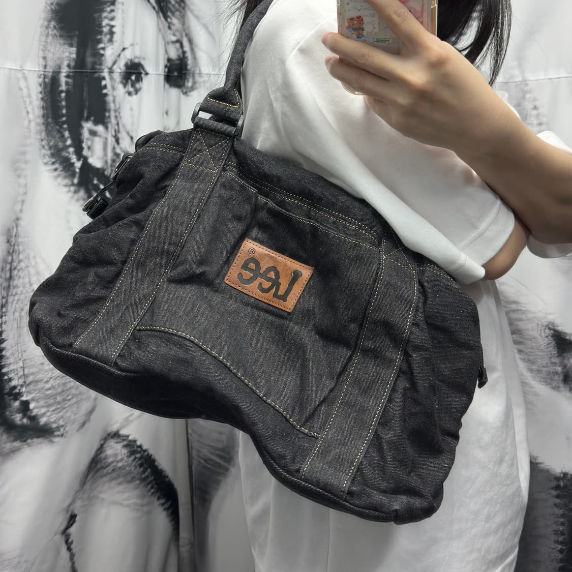 LEE 리 데님 숄더백 블랙 상품이미지1