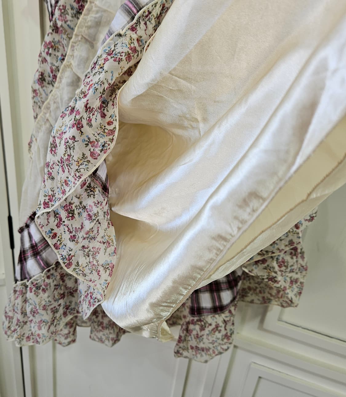 체크 플라워 패치워크 레이어드 원피스 상품이미지5