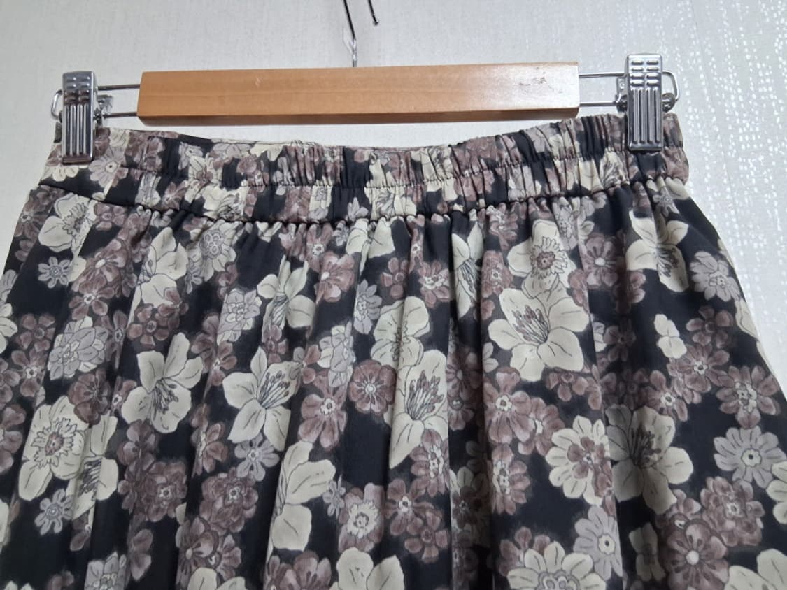 FREAKS STORE 일본수입 갈색 플로랄 플레어롱스커트 밑단 머메이드 상품이미지5