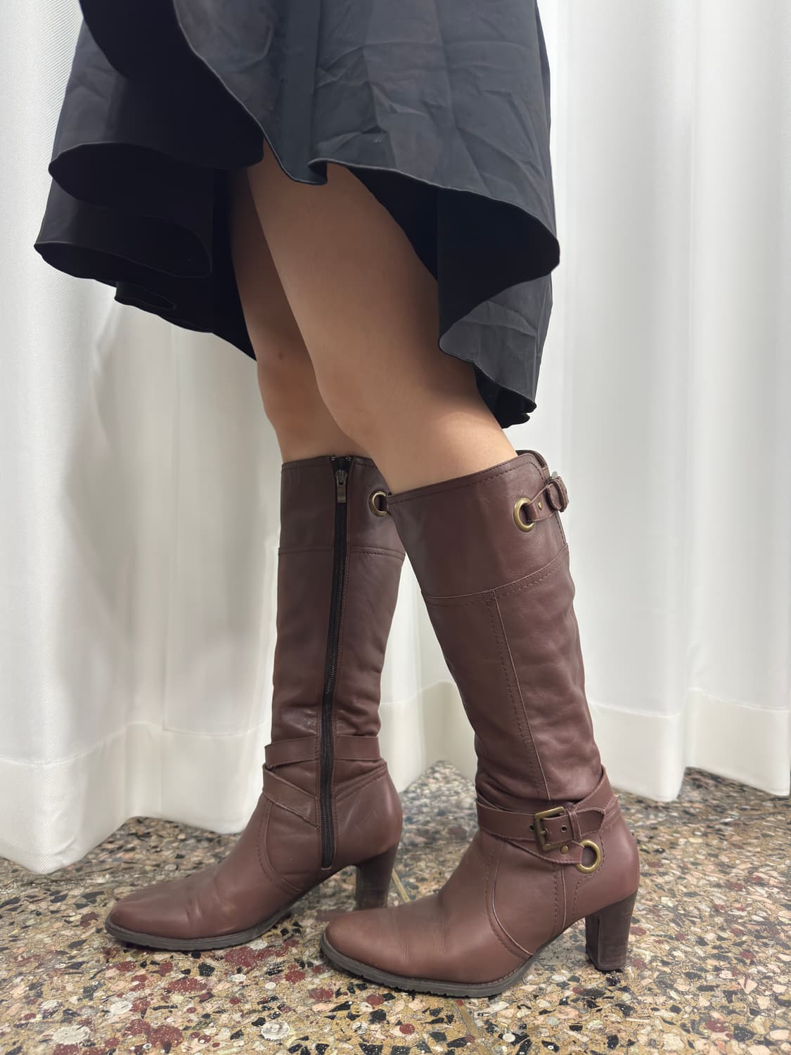 brown buckle leather boots 상품이미지1