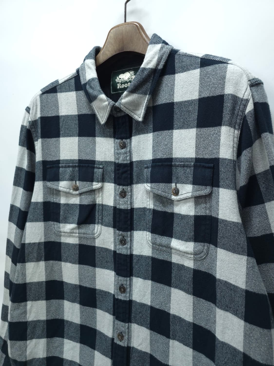 Roots(루츠) 블랙/화이트 체크 셔츠 XL 상품이미지4