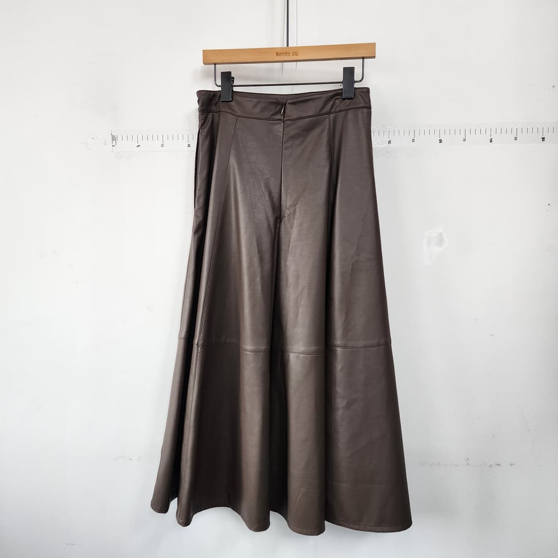 브라운 레더 롱 스커트 상품이미지4