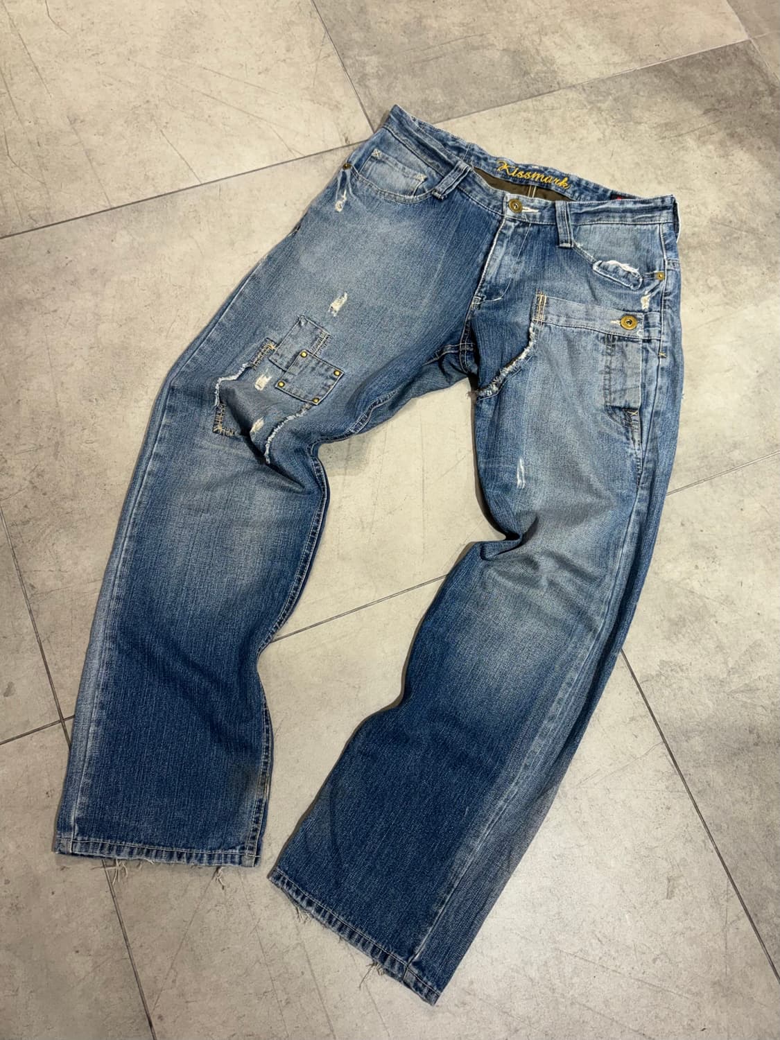 Kissmark 데미지 워싱 데님 팬츠 바지 상품이미지1