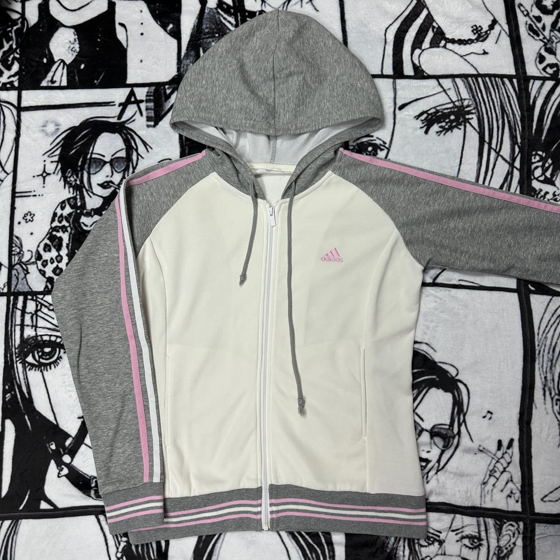 아디다스 핑크 삼선 후드집업 상품이미지2