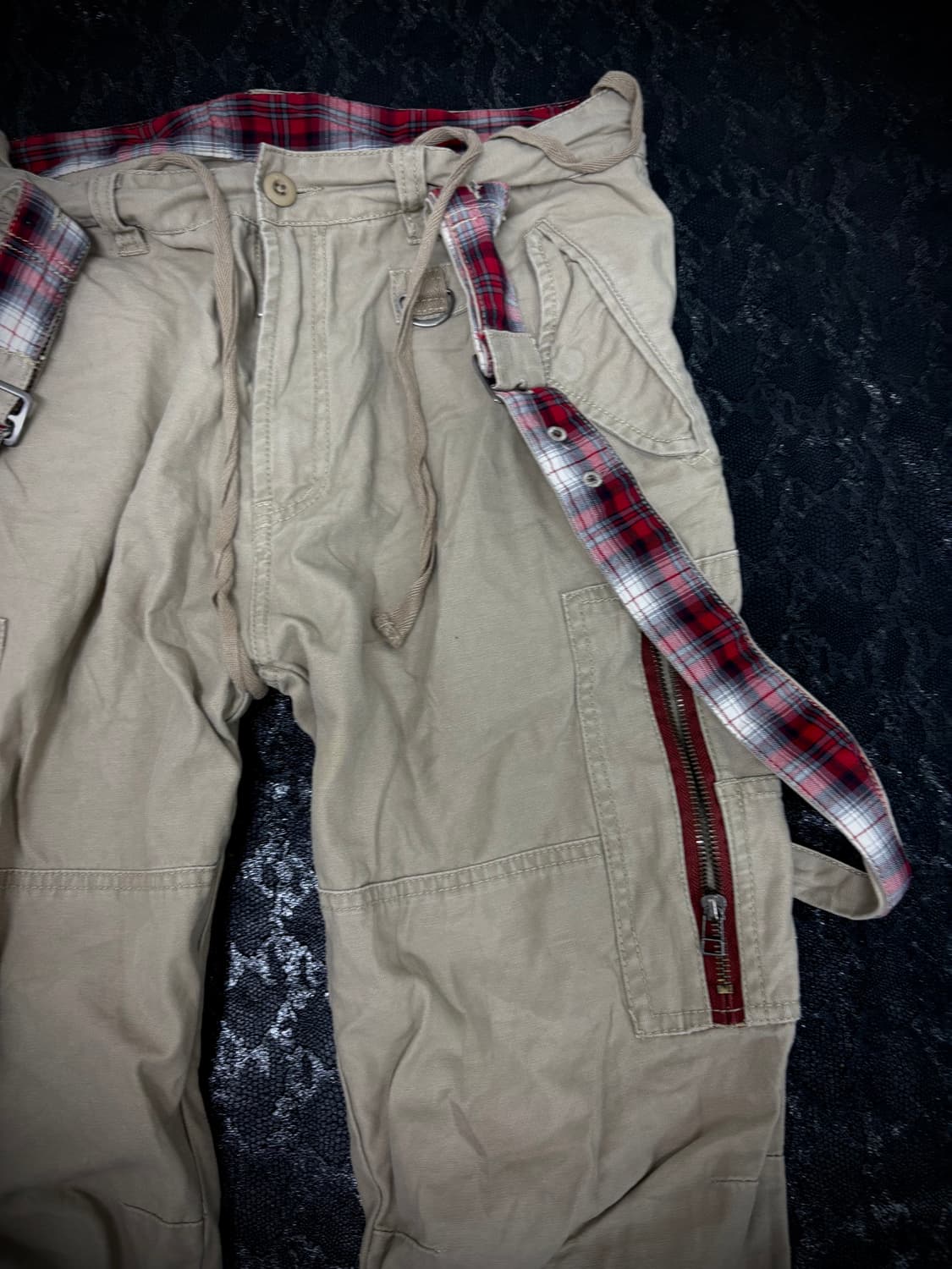 “Vintage” Y2K Mood Check Detail Cargo Be 상품이미지5