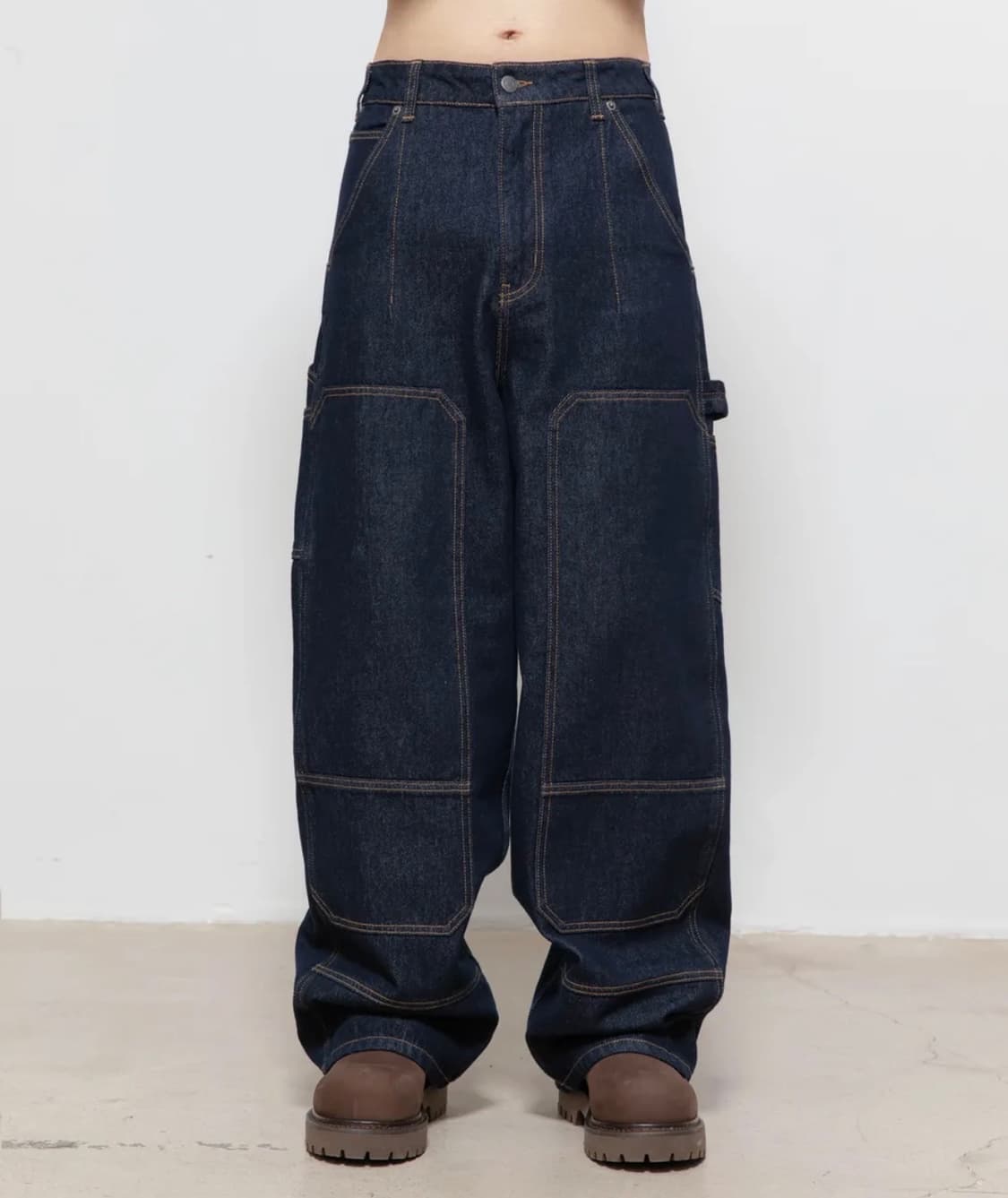 비긴202 - 더블니 데님 팬츠 [논페이디드 인디고] (2 Size) 상품이미지1