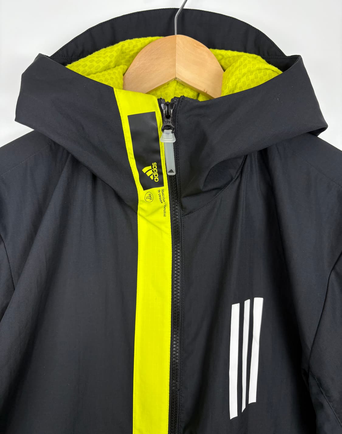 아디다스 블랙 라임 플리스 기모 바람막이 2WAY 집업 점퍼 상품이미지2