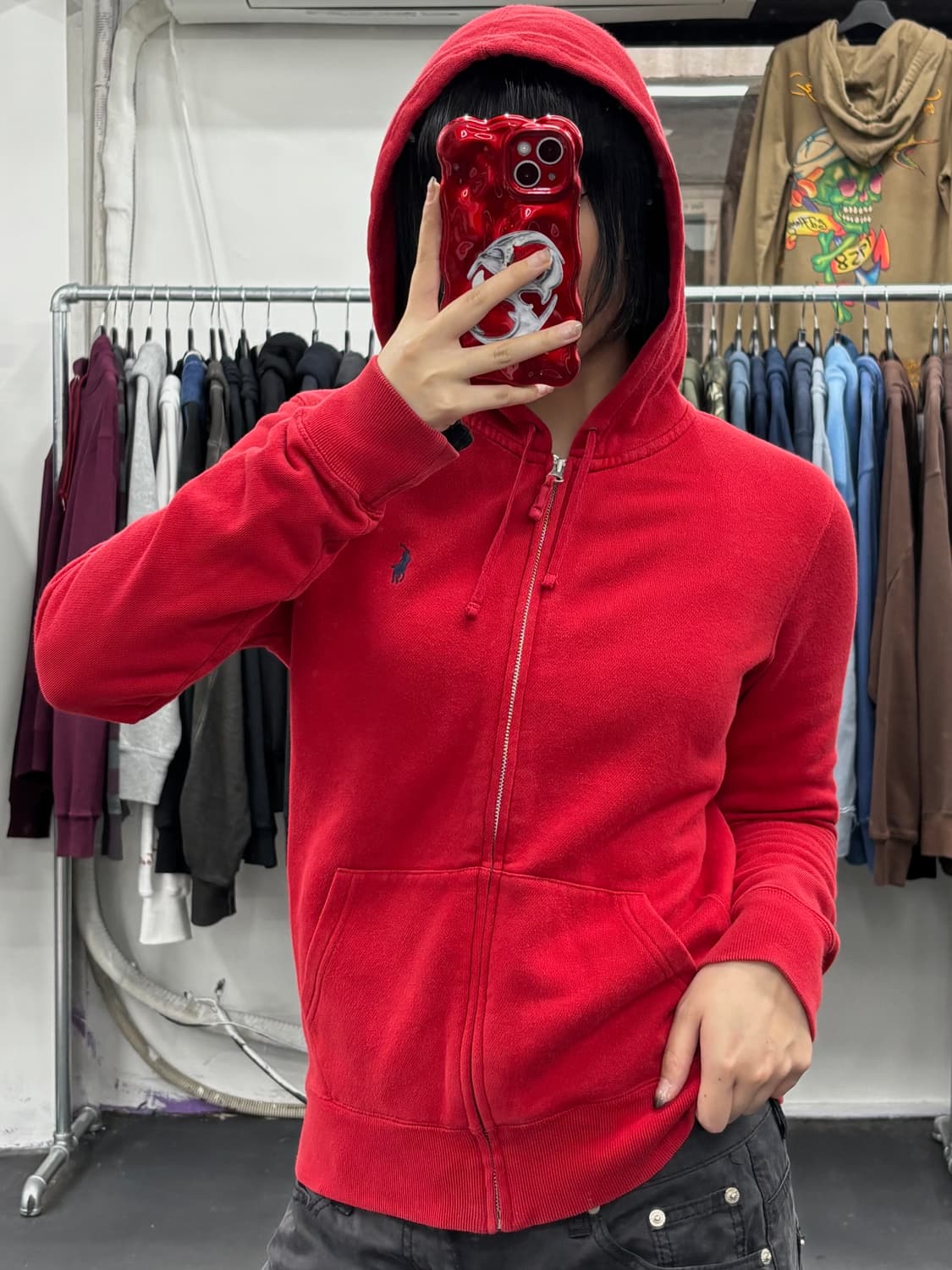 폴로 랄프로렌 레드 후드집업 상품이미지4