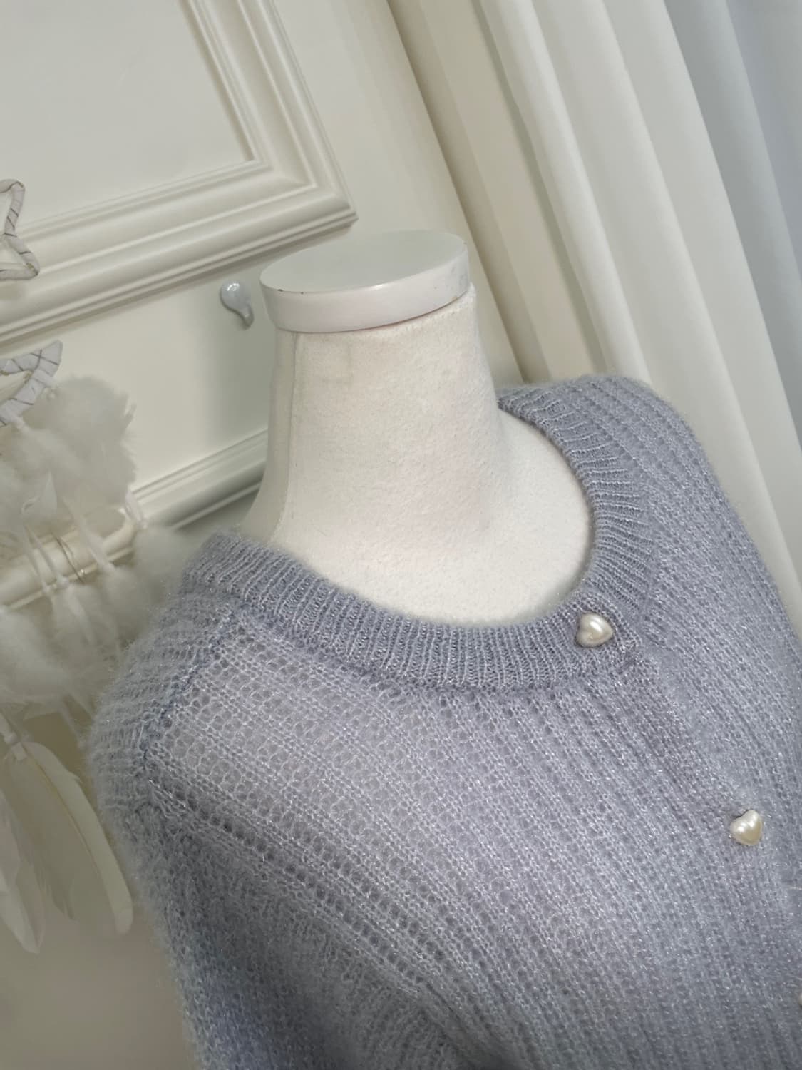 blueberry heart pearl button cardigan 상품이미지7