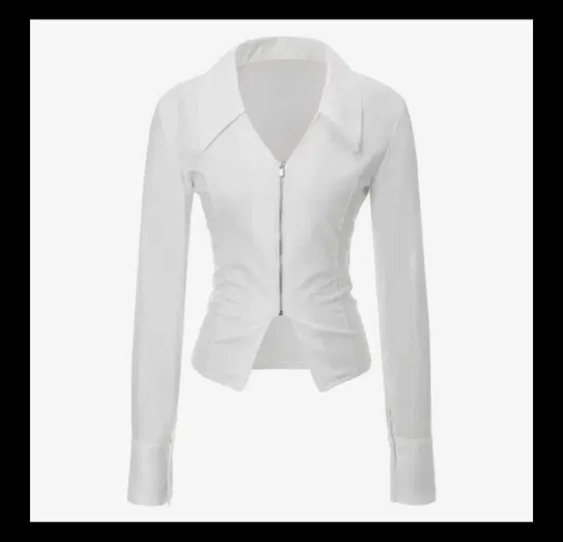 새상품) 카키포인트 집업셔츠 화이트 s 상품이미지3