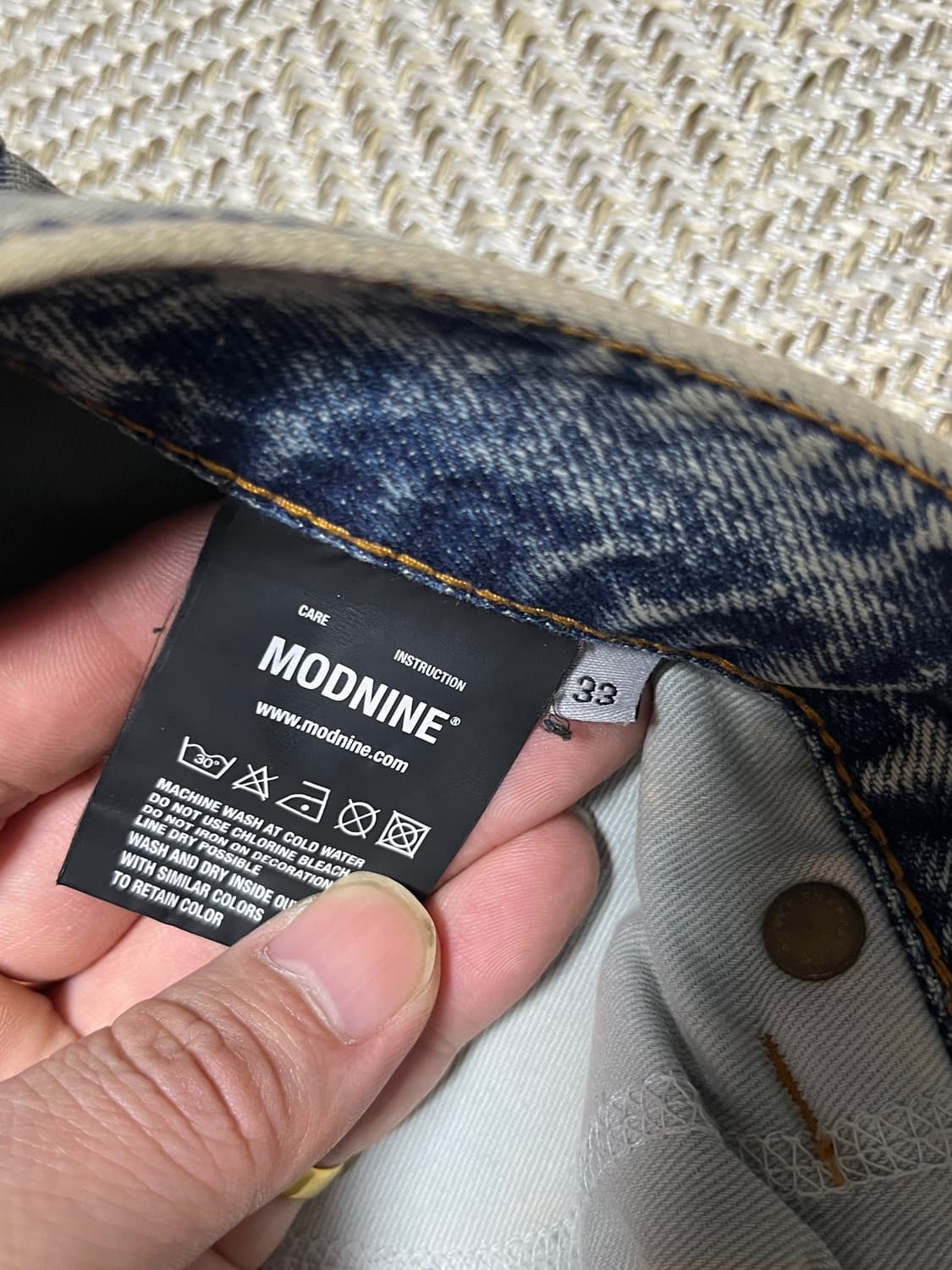 모드나인 더티워싱 세미와이드 데님 팬츠 33 상품이미지8