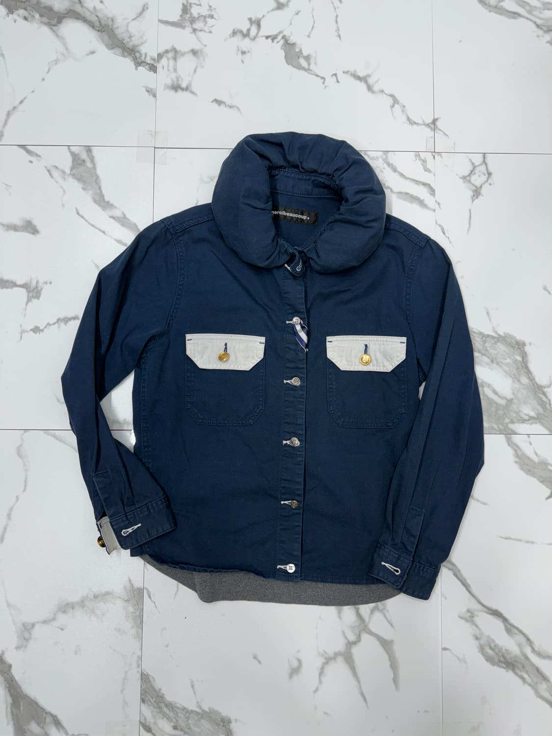 메르시보꾸 네이비 셔츠 자켓 상품이미지1