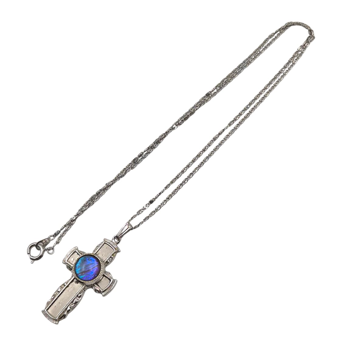 80s 브라질 모르포 나비 날개 십자가 목걸이 상품이미지8