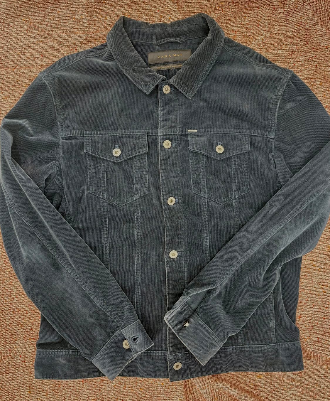 ZARA MAN Premium 코듀로이 트러커 자켓 – 다크 네이비 (E 상품이미지1