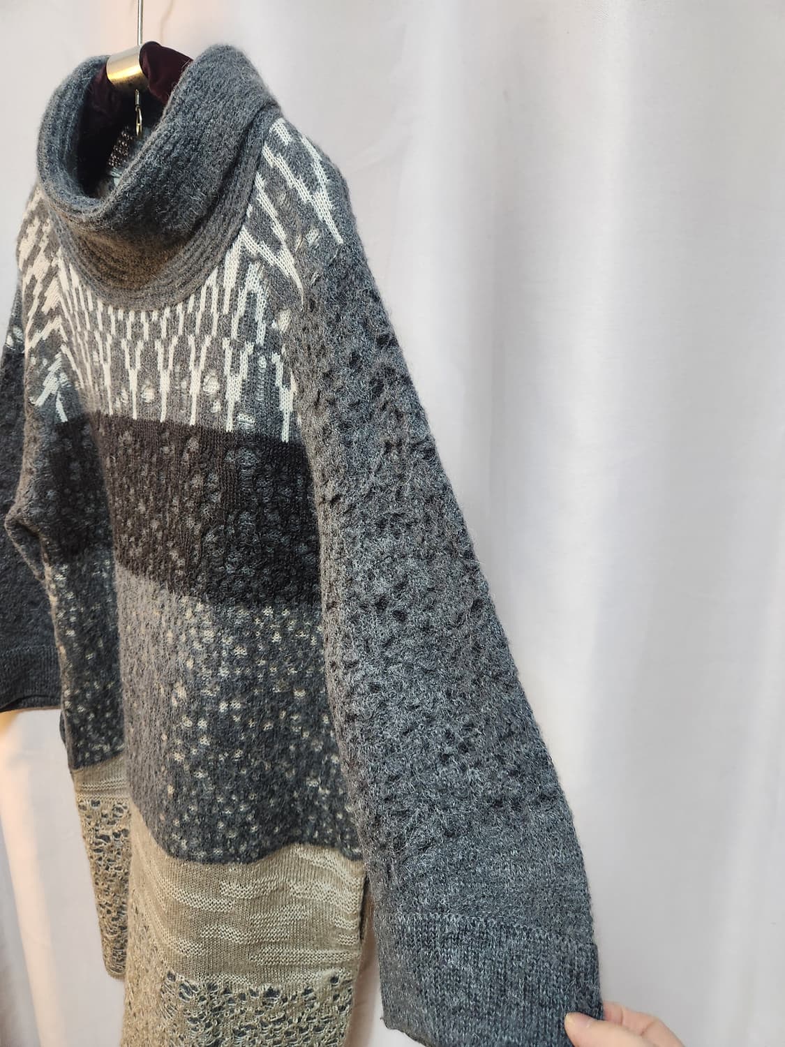 시스템 모헤어패턴 니트 튜닉 원피스 상품이미지3