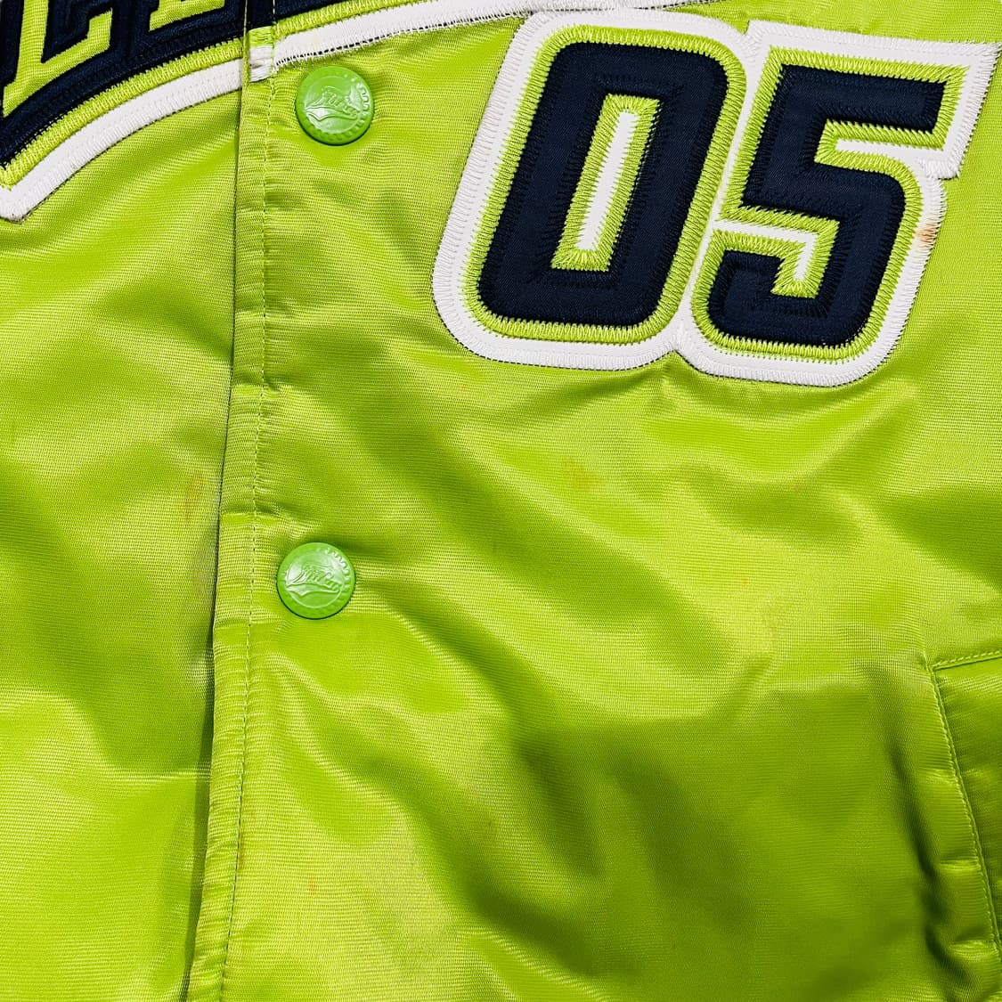 푸부 00s 올드스쿨 힙합 그린 바시티 자켓 상품이미지8