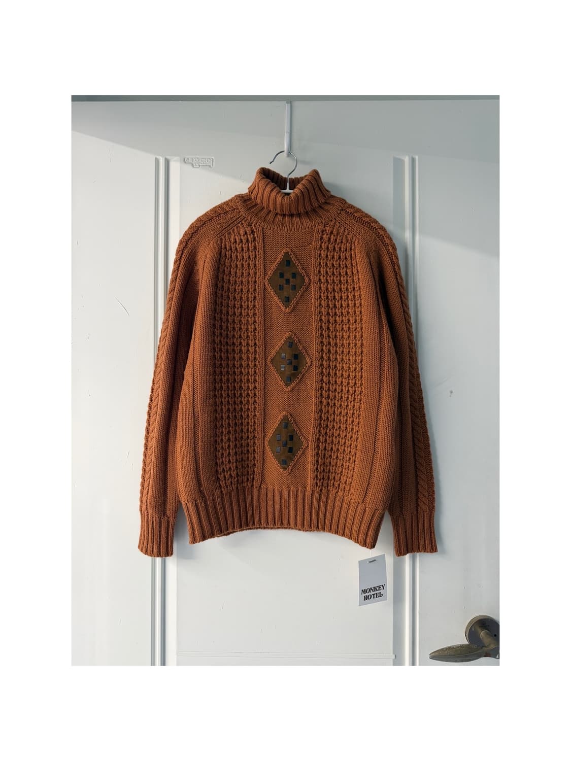 일본빈티지 아가일 포인트 카멜 터틀넥 상품이미지1