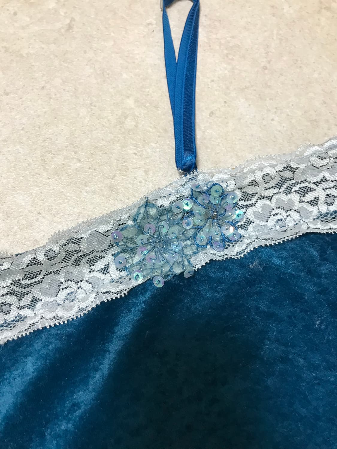 빈티지 블루 레이스 슬리브리스 갸루 y2k 상품이미지3