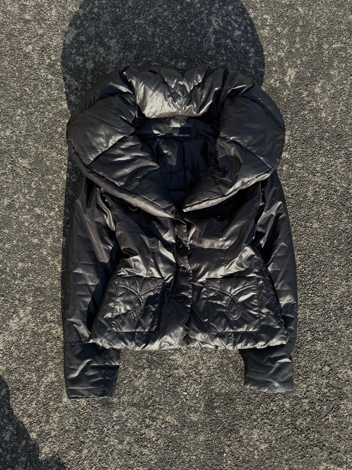 Black Glossy Puffer Jacket 상품이미지1