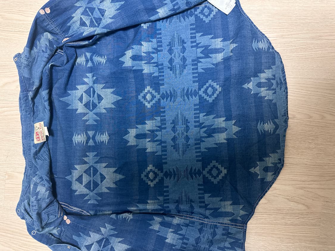 RRL 인디고 자카드 웨스턴 셔츠 M 상품이미지5