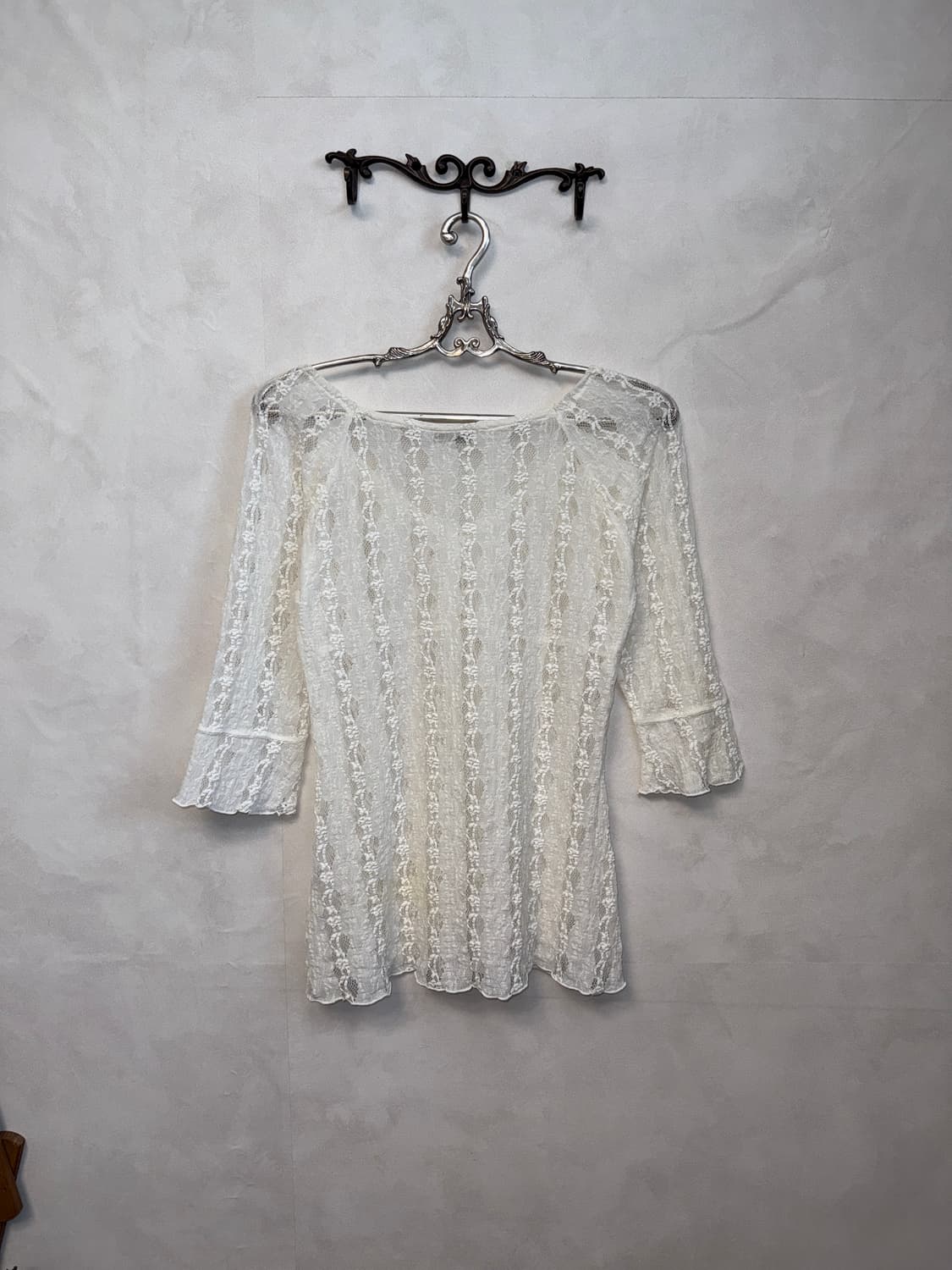 Rosa Cheri white floral lace 오프숄더 블라우스 상품이미지3