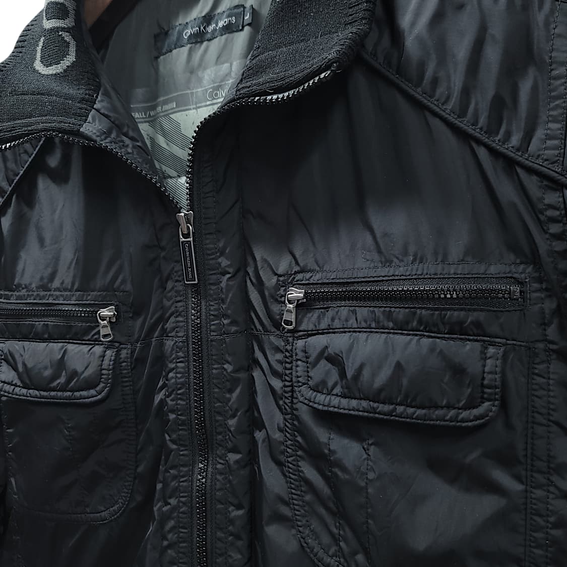 [L] 캘빈클라인 블랙 멀티포켓 나일론 쉘 다운 자켓 상품이미지5