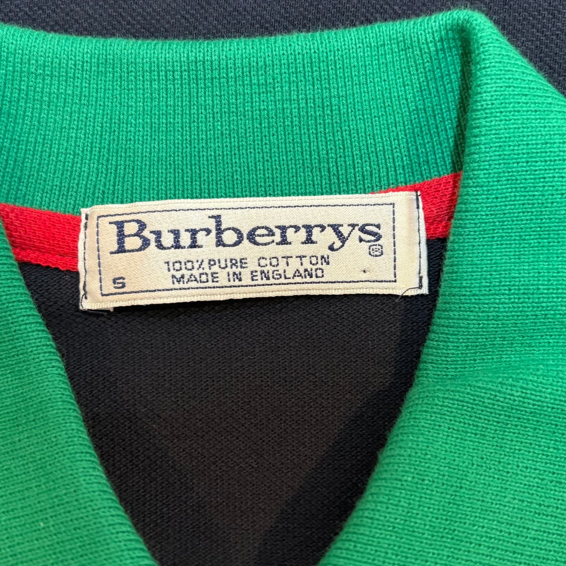 S 버버리 그린 카라 네이비 반팔 티셔츠 상품이미지4