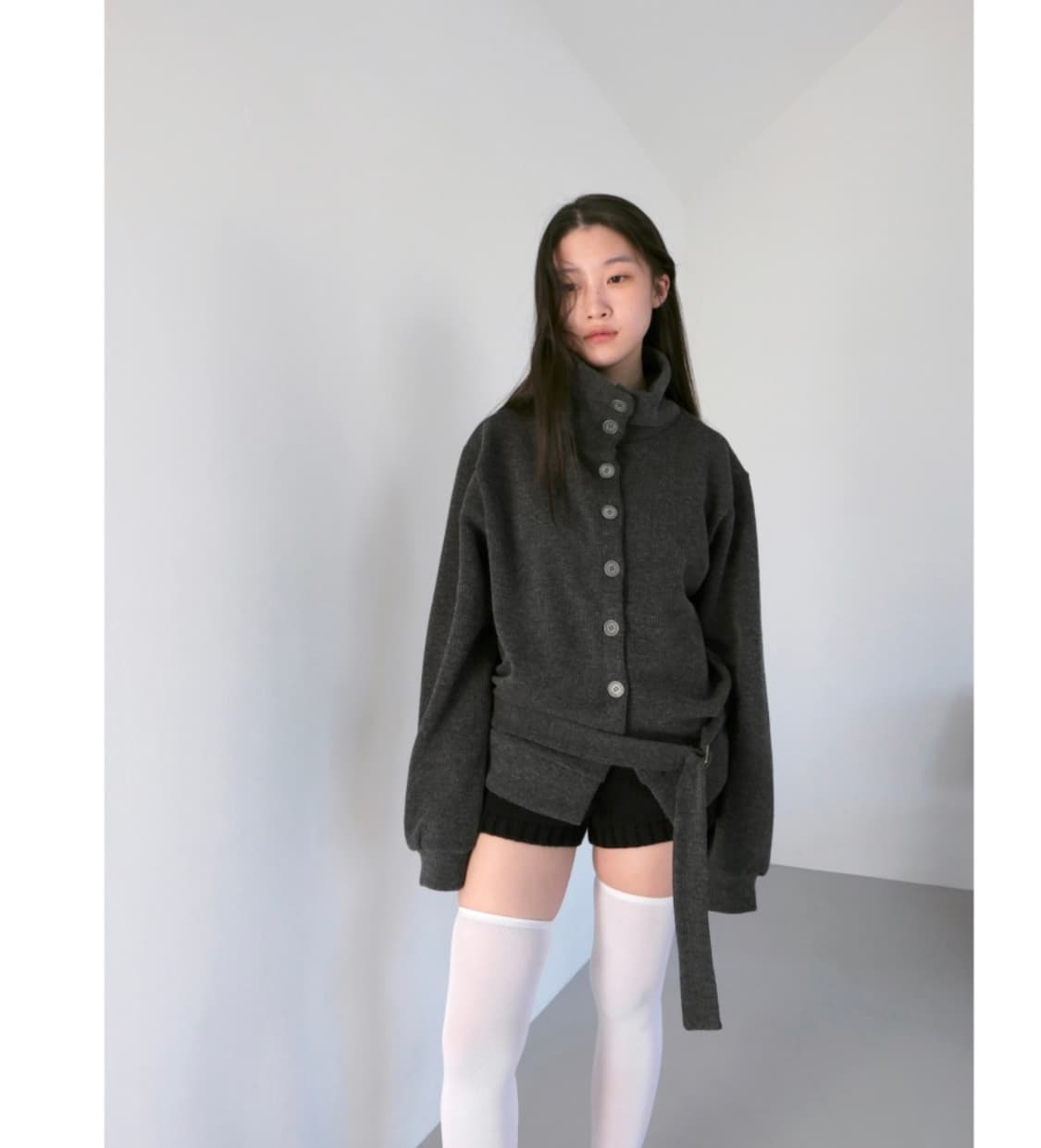 베이비랩 벨티드 가디건 차콜 상품이미지2