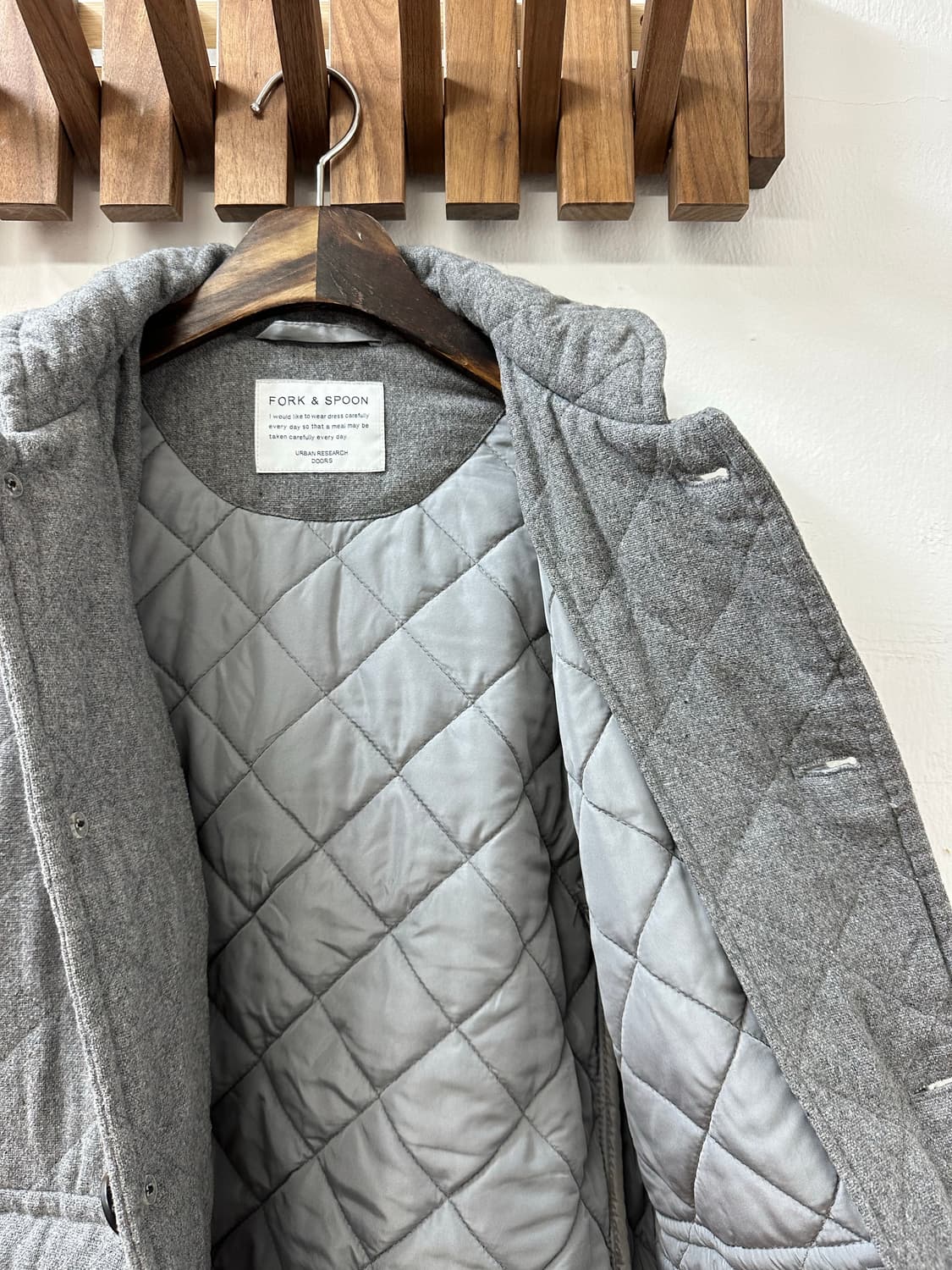 일본빈티지 어반리서치 양모울50% 후드 안감 누빔 코트 상품이미지6