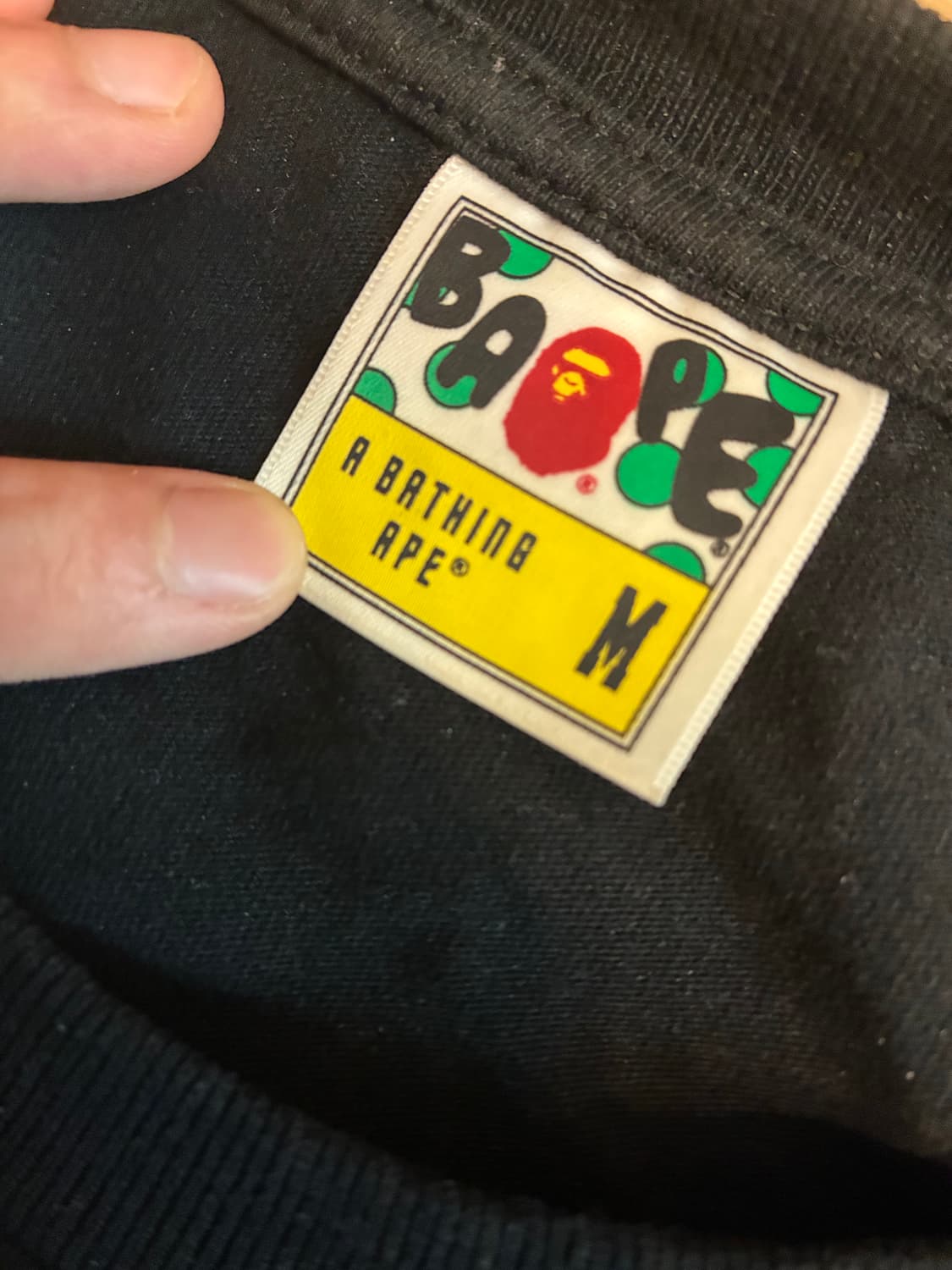 베이프 베이프 퍼스트 카모 빅 에이프 헤드 롱슬리브 티셔츠 블랙 옐로우 상품이미지4