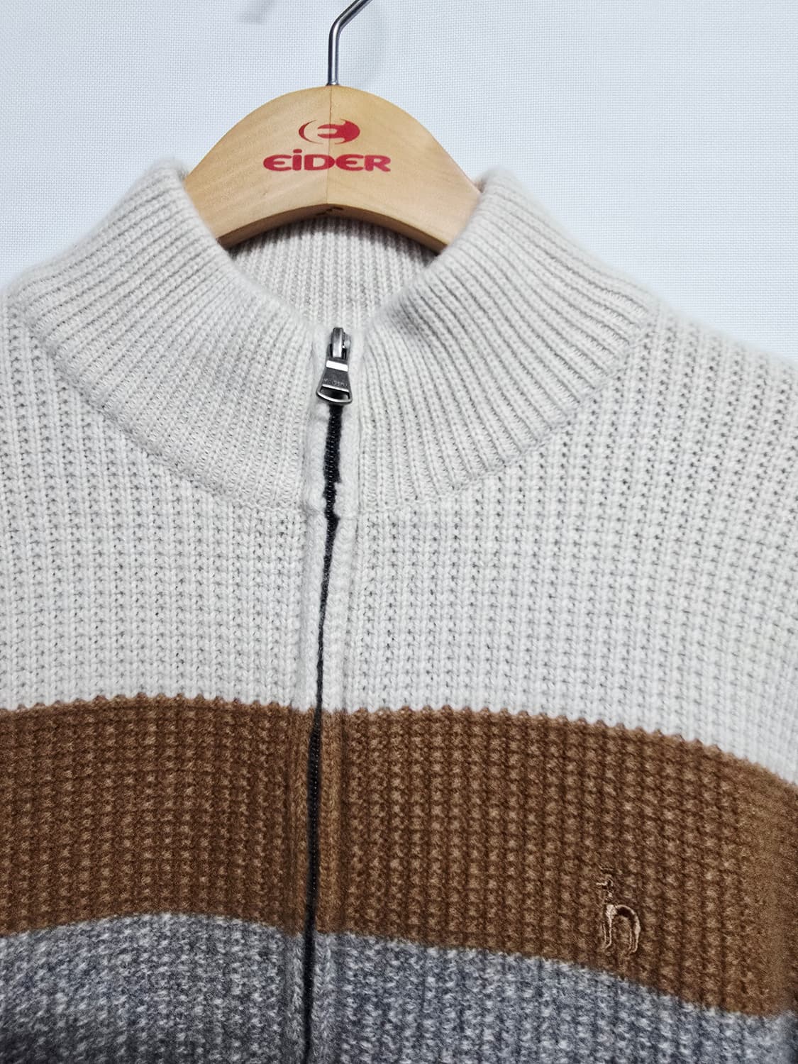 헤지스 컬러블록 니트 집업 가디건100 상품이미지2