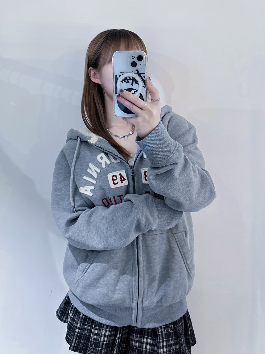 후아유 그레이 양털 후드집업 상품이미지1