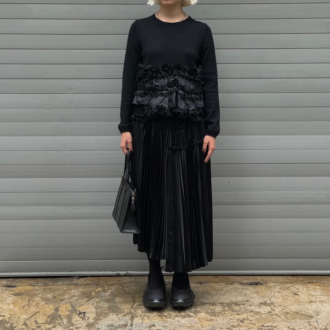 Pleated Black Belt Skirt 상품이미지8
