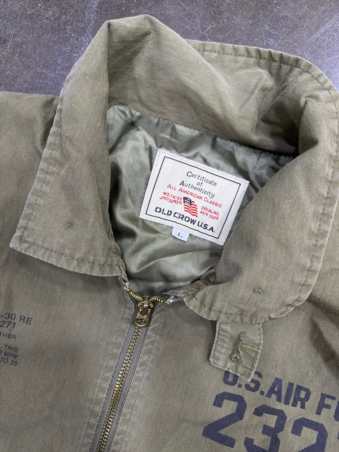 올드크로우 U.S.A 에어포스 항공자켓 올리브 L 상품이미지3