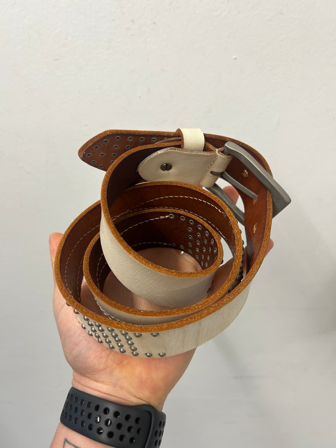 빈티지 스터드 레더 벨트 상품이미지4