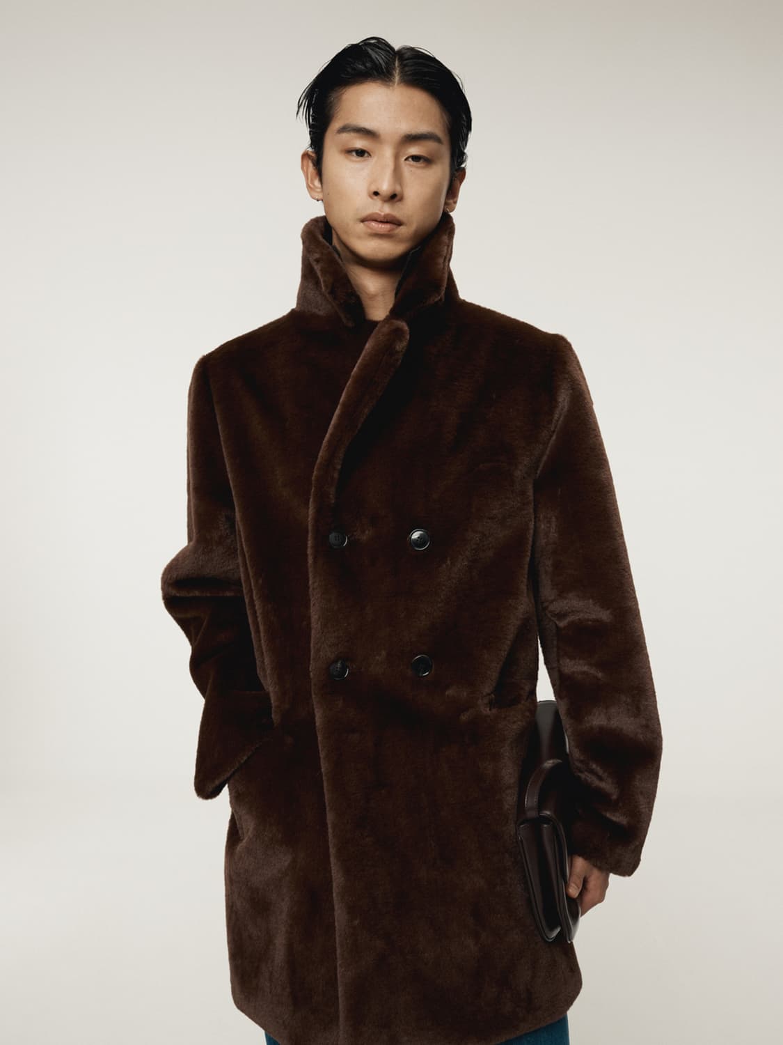 렉토 25FW 그랜마 폭스 퍼 더블 코트 빈티지 브라운 상품이미지2