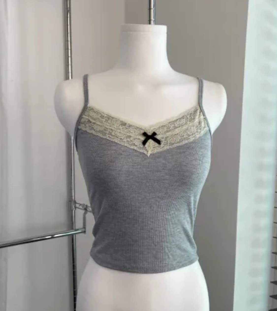 빈티지 나시 슬리브리스 러블리 리본 갸루 핀터깔 상품이미지1