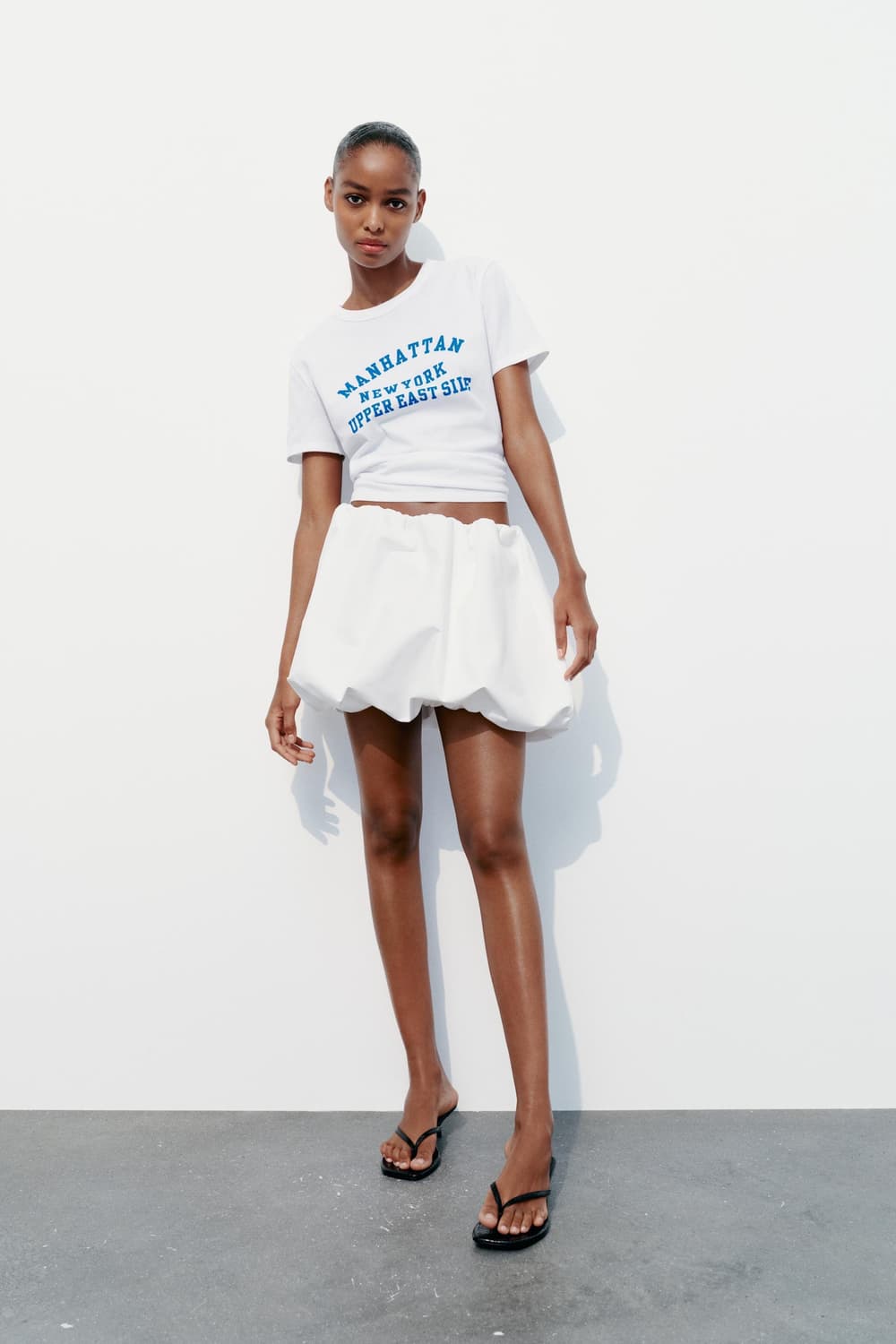 ZARA 자라 미니 벌룬 스커트 화이트 L (새상품) 상품이미지1
