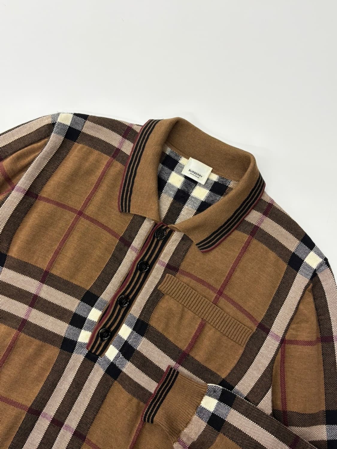 Burberry 버버리 신형 브라운 노바체크 울 카라 니트 상품이미지2