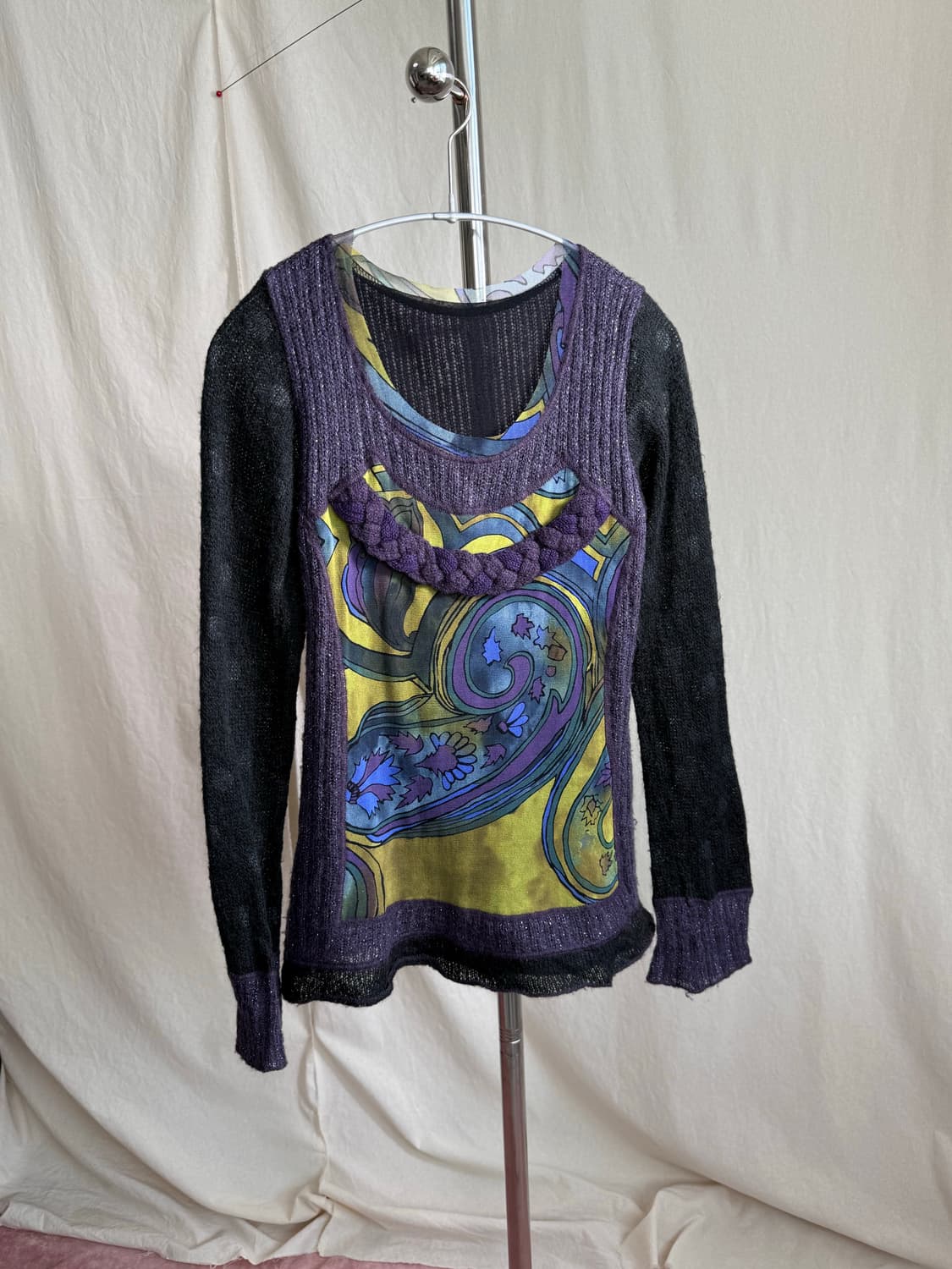 ROBERTO 패턴 매쉬 니트탑 상품이미지1