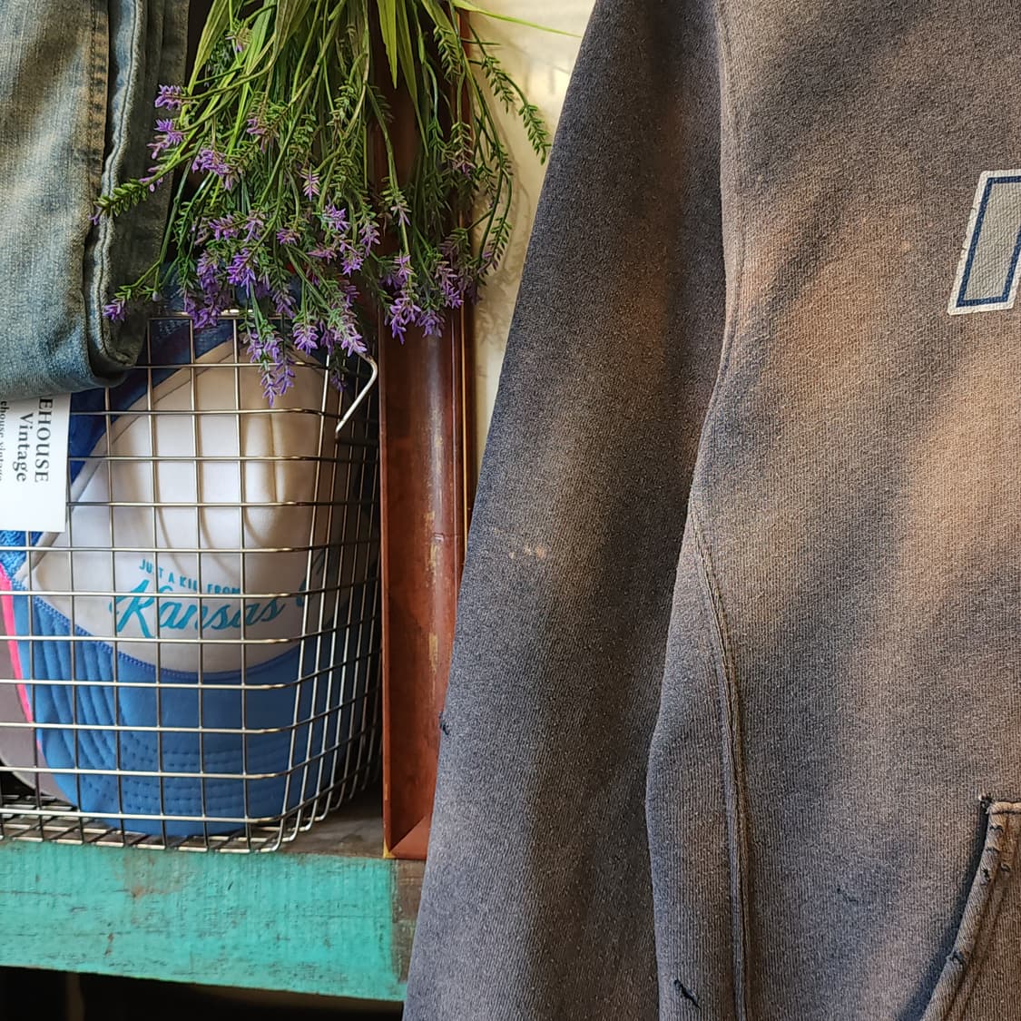 90s 러셀 후드 빈티지 스웻셔츠 썬페이딩 그레이 s 상품이미지6