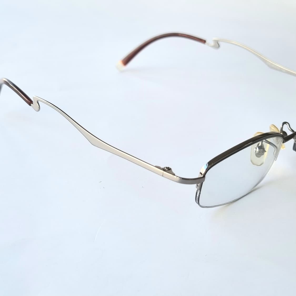 데드스탁 희귀/빈티지 지그재그 템플 오벌 반무테 안경 749 상품이미지8