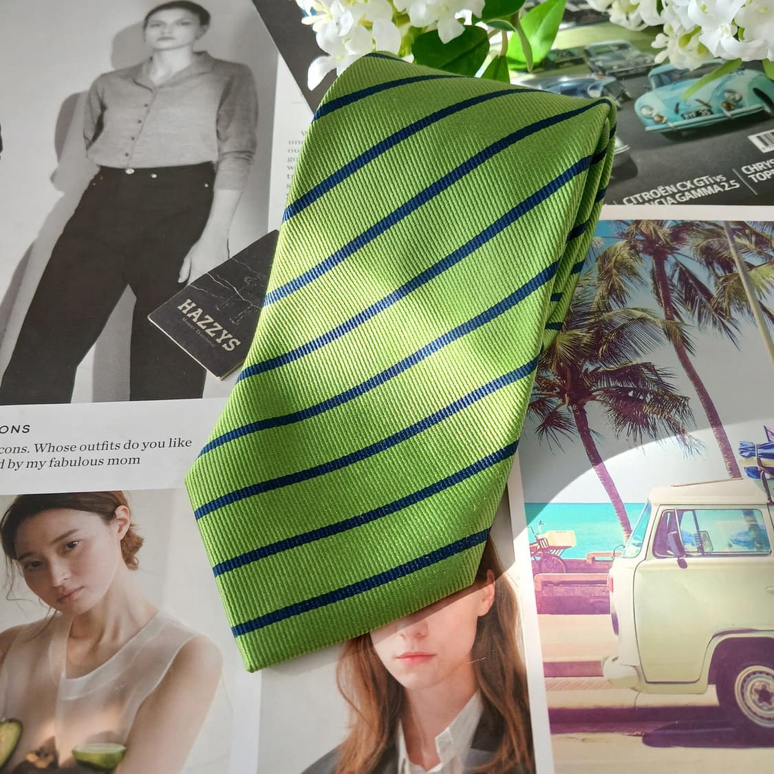 헤지스 실크 그린 스트라이프 넥타이 8.5cm A등급 A19461
 상품이미지2