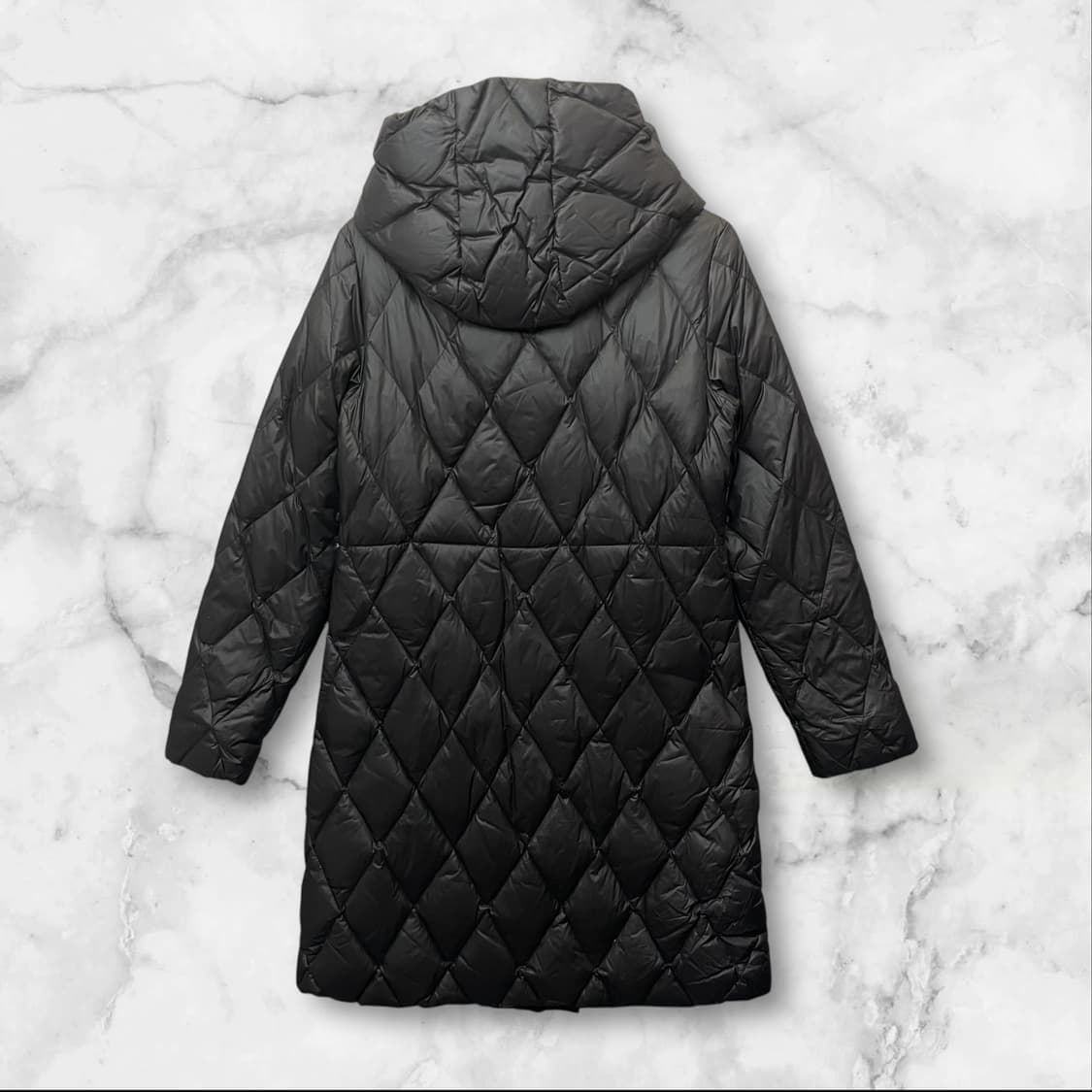 디젤 블랙 허리조임 후드 롱 패딩 자켓 상품이미지2