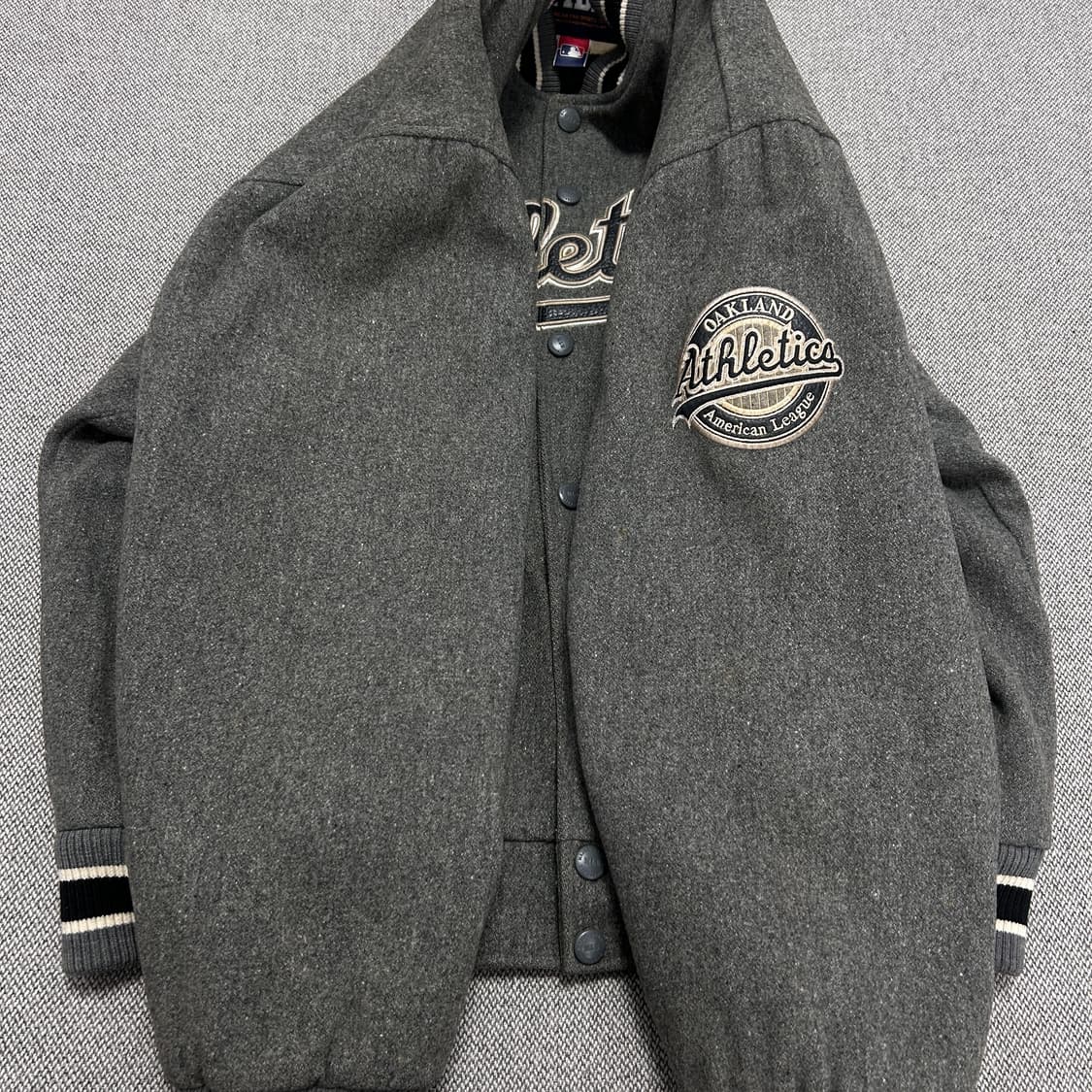 MLB 오클랜드 누빔 모직 바시티자켓(100) 상품이미지4