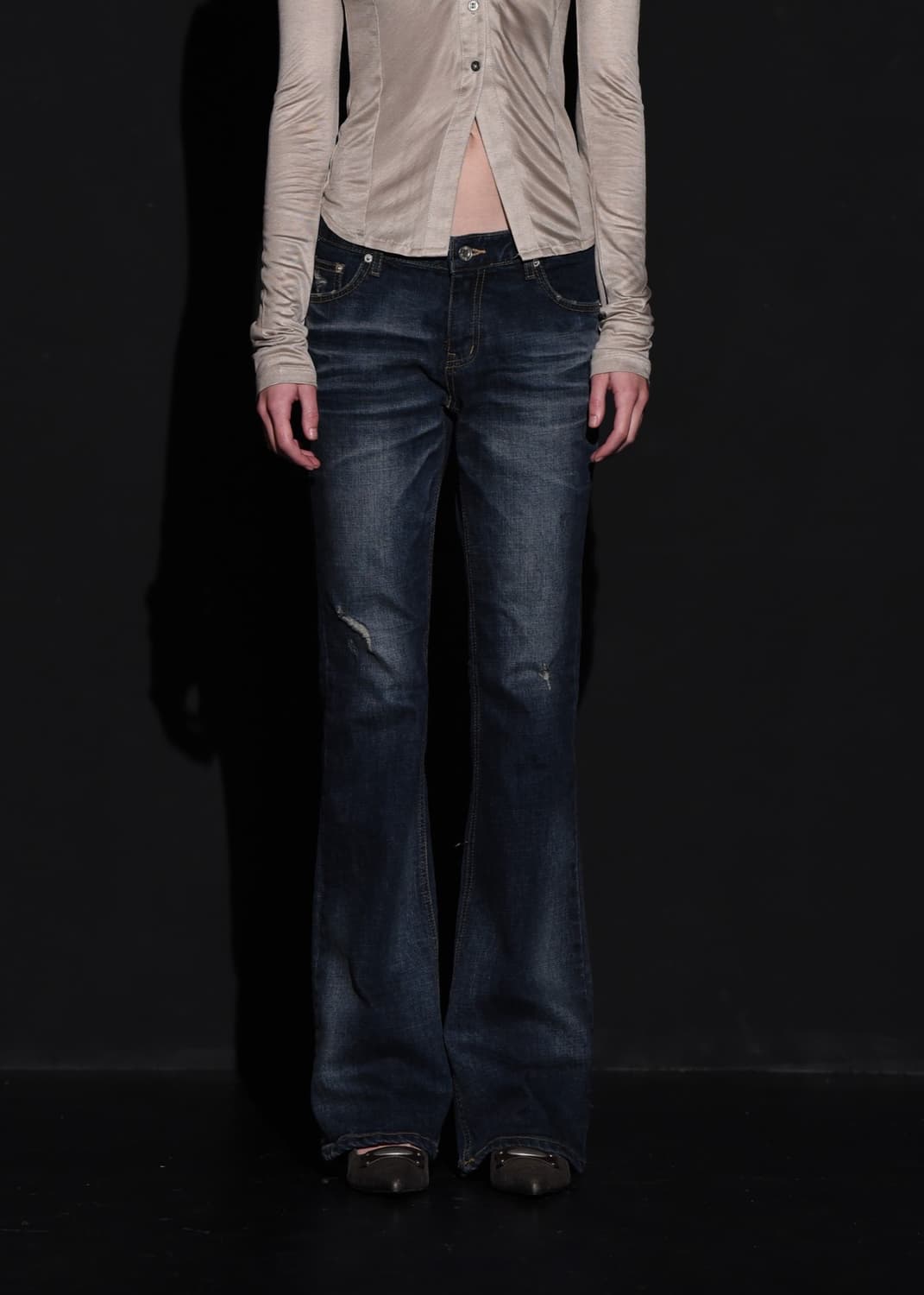 보헤미안서울 딥 블루 워싱 부츠컷 데님 상품이미지2