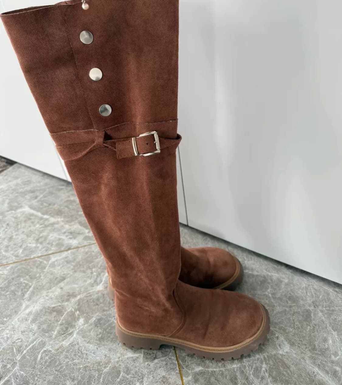 빈티지 브라운 롱부츠 상품이미지1