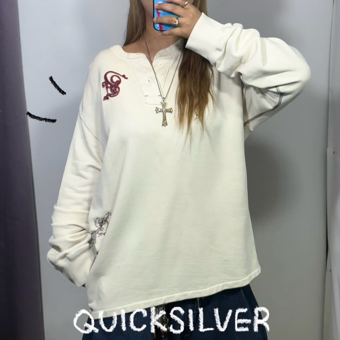 빈티지 퀵실버 자수 헨리넥 롱슬리브  상품이미지1